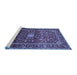 Sideview of Machine Washable Medallion Blue Traditional Rug, wshtr3074blu