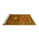 Sideview of Machine Washable Medallion Yellow Traditional Rug, wshtr3074yw