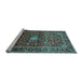 Sideview of Machine Washable Medallion Light Blue Traditional Rug, wshtr3074lblu