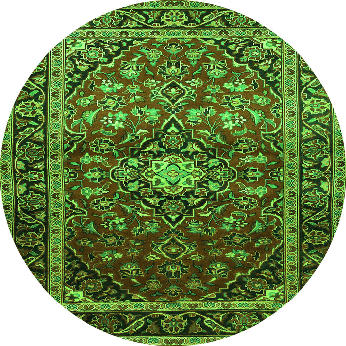 Square Medallion Green Traditional Rug, tr3074grn