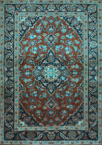 Medallion Light Blue Traditional Rug, tr3074lblu