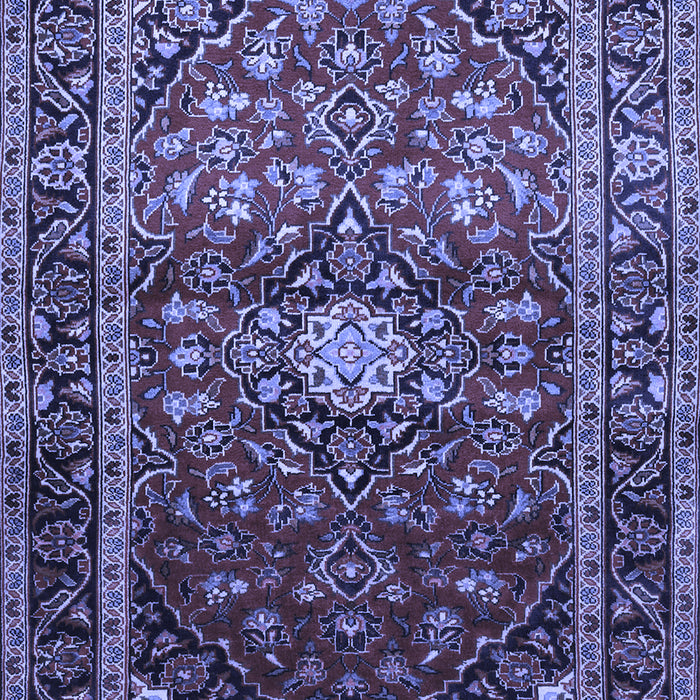 Machine Washable Medallion Blue Traditional Rug, wshtr3074blu