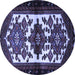 Round Persian Blue Traditional Rug, tr3075blu