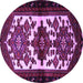 Round Persian Purple Traditional Rug, tr3075pur