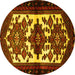 Round Persian Yellow Traditional Rug, tr3075yw