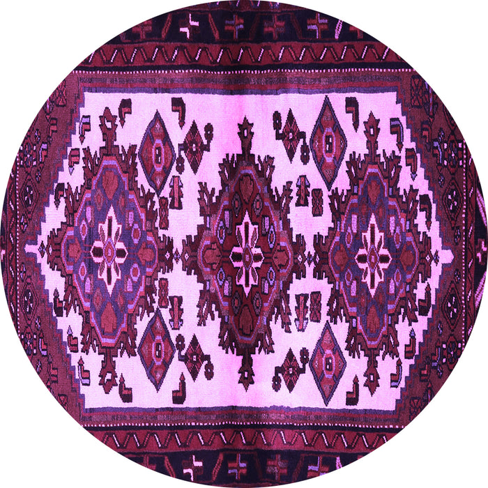 Round Machine Washable Persian Purple Traditional Area Rugs, wshtr3075pur