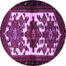 Round Machine Washable Persian Purple Traditional Area Rugs, wshtr3075pur