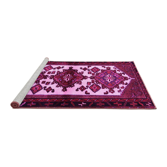 Sideview of Machine Washable Persian Pink Traditional Rug, wshtr3075pnk