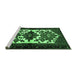 Sideview of Machine Washable Persian Emerald Green Traditional Area Rugs, wshtr3075emgrn