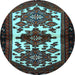 Round Machine Washable Persian Light Blue Traditional Rug, wshtr3075lblu