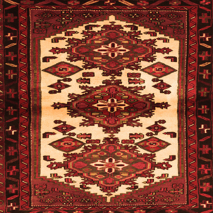 Round Machine Washable Persian Orange Traditional Area Rugs, wshtr3075org