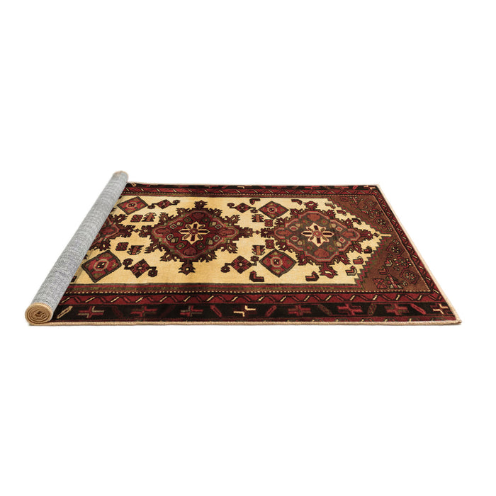 Sideview of Machine Washable Persian Brown Traditional Rug, wshtr3075brn