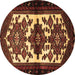 Round Persian Brown Traditional Rug, tr3075brn