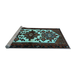 Sideview of Machine Washable Persian Light Blue Traditional Rug, wshtr3075lblu