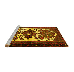 Sideview of Machine Washable Persian Yellow Traditional Rug, wshtr3075yw