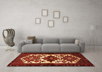 Machine Washable Persian Orange Traditional Rug, wshtr3075org