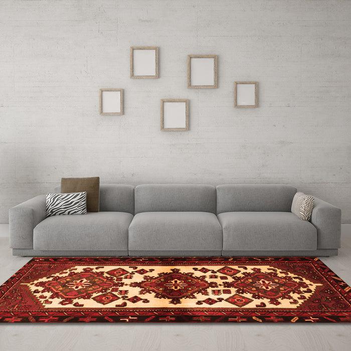 Machine Washable Persian Orange Traditional Area Rugs in a Living Room, wshtr3075org