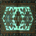 Square Persian Turquoise Traditional Rug, tr3075turq