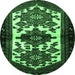 Round Persian Emerald Green Traditional Rug, tr3075emgrn