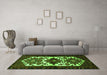 Machine Washable Persian Green Traditional Area Rugs in a Living Room,, wshtr3075grn