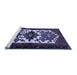 Sideview of Machine Washable Persian Blue Traditional Rug, wshtr3075blu