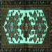 Square Machine Washable Persian Turquoise Traditional Area Rugs, wshtr3075turq