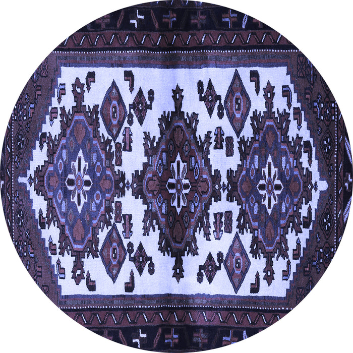 Round Machine Washable Persian Blue Traditional Rug, wshtr3075blu