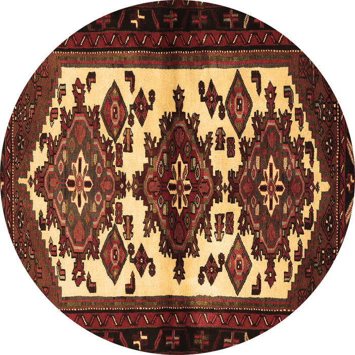 Round Machine Washable Persian Brown Traditional Rug, wshtr3075brn
