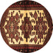 Round Machine Washable Persian Brown Traditional Rug, wshtr3075brn