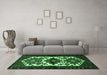 Machine Washable Persian Emerald Green Traditional Area Rugs in a Living Room,, wshtr3075emgrn