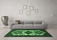 Machine Washable Persian Emerald Green Traditional Rug, wshtr3075emgrn