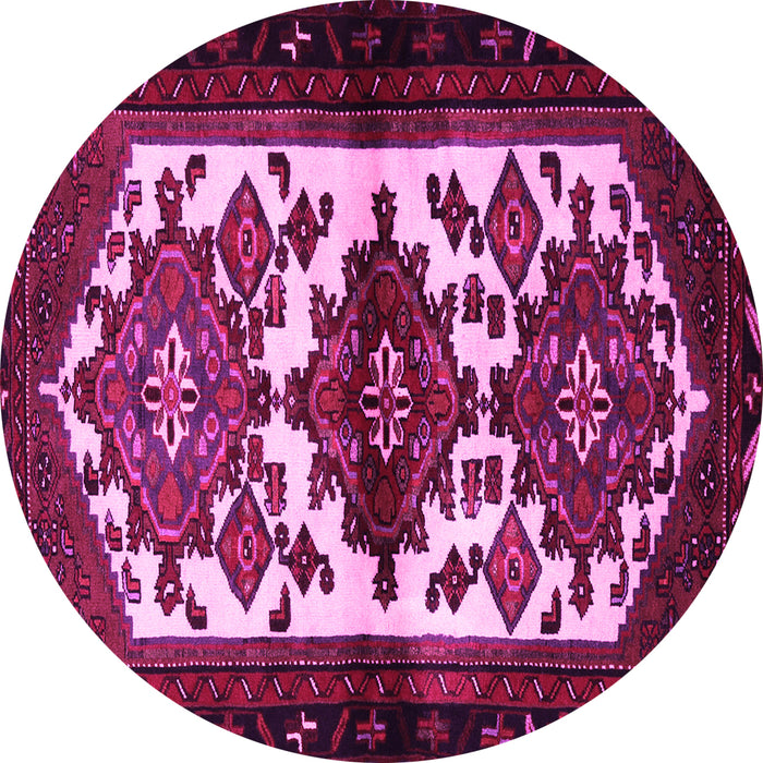 Round Machine Washable Persian Pink Traditional Rug, wshtr3075pnk