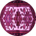 Round Machine Washable Persian Pink Traditional Rug, wshtr3075pnk