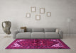 Machine Washable Persian Pink Traditional Rug in a Living Room, wshtr3076pnk