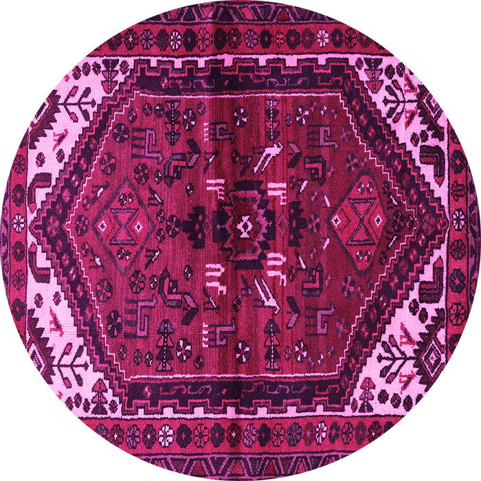 Round Machine Washable Persian Pink Traditional Rug, wshtr3076pnk