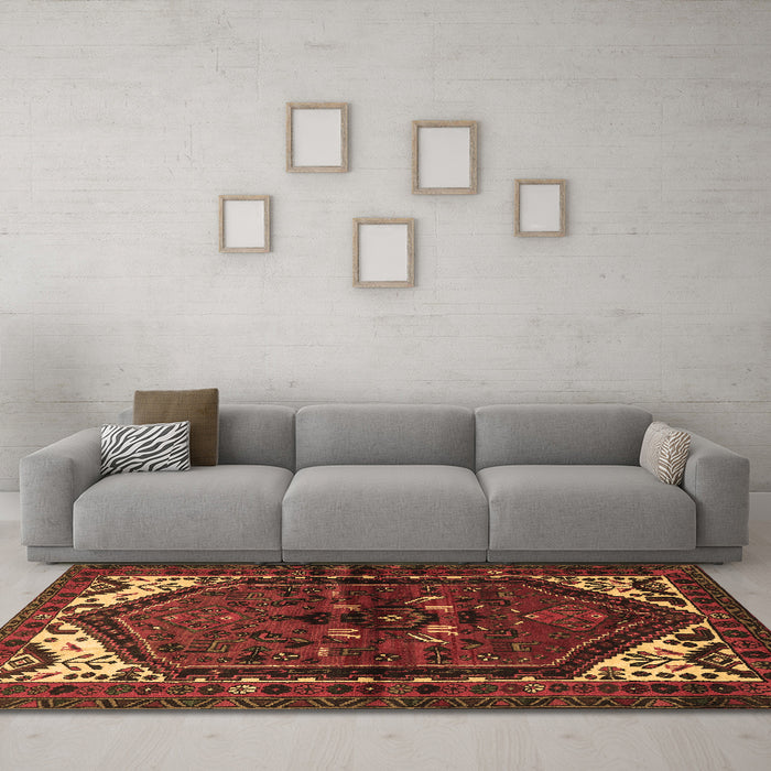 Machine Washable Persian Brown Traditional Rug in a Living Room,, wshtr3076brn