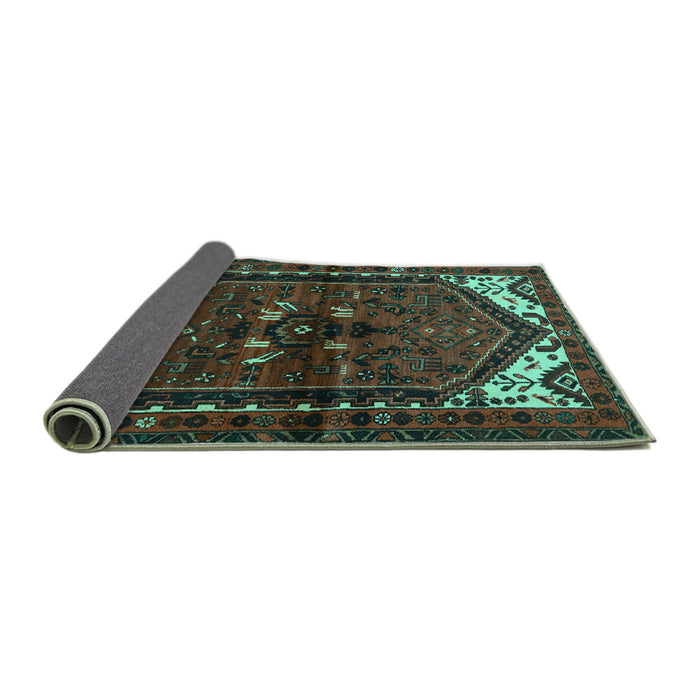 Sideview of Persian Turquoise Traditional Rug, tr3076turq