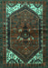 Machine Washable Persian Turquoise Traditional Area Rugs, wshtr3076turq