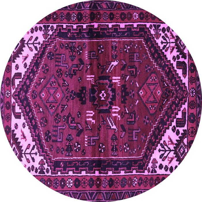 Round Persian Purple Traditional Rug, tr3076pur