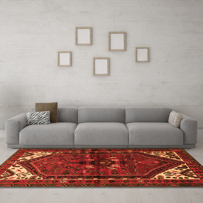 Machine Washable Persian Orange Traditional Area Rugs in a Living Room, wshtr3076org