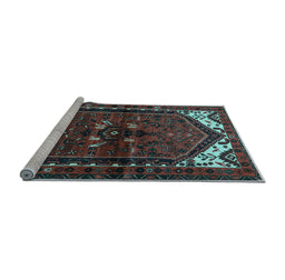 Sideview of Machine Washable Persian Light Blue Traditional Rug, wshtr3076lblu