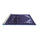 Sideview of Machine Washable Persian Blue Traditional Rug, wshtr3076blu