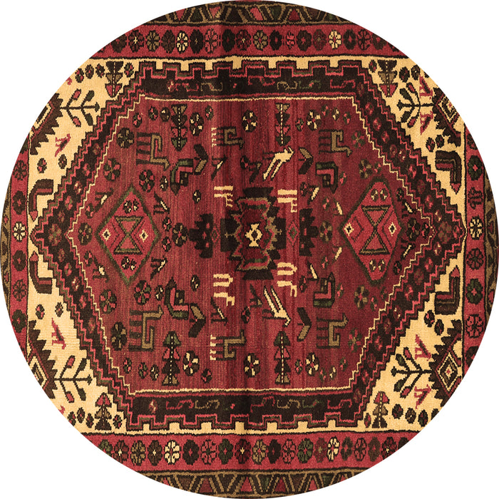 Round Persian Brown Traditional Rug, tr3076brn