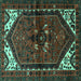 Square Persian Turquoise Traditional Rug, tr3076turq