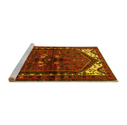 Sideview of Machine Washable Persian Yellow Traditional Rug, wshtr3076yw