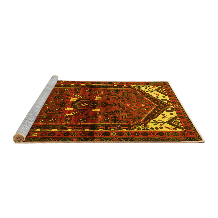 Sideview of Machine Washable Persian Yellow Traditional Rug, wshtr3076yw