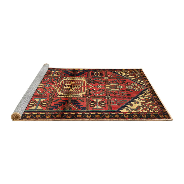 Sideview of Machine Washable Traditional Saffron Red Rug, wshtr3077