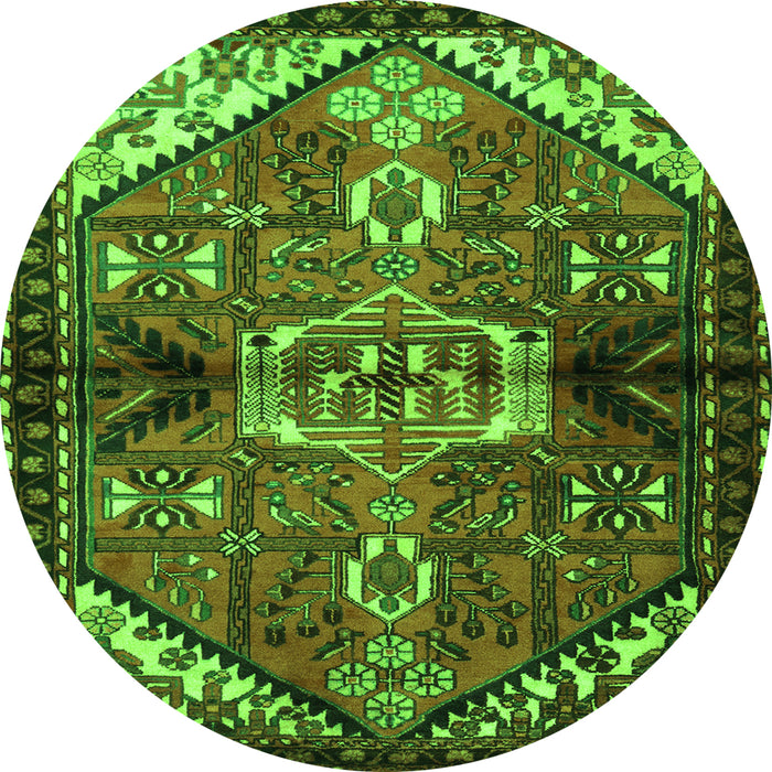 Square Persian Green Traditional Rug, tr3077grn