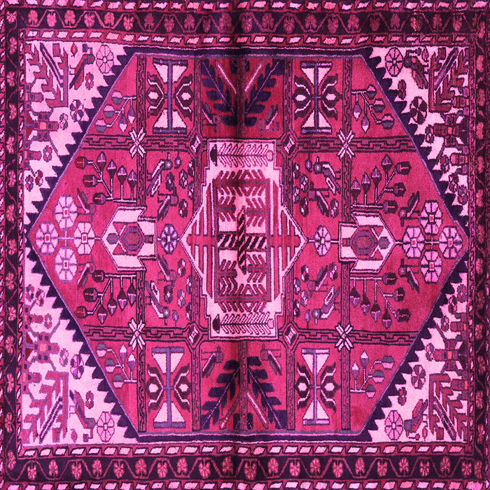 Square Machine Washable Persian Pink Traditional Rug, wshtr3077pnk