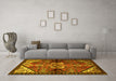 Machine Washable Persian Yellow Traditional Rug in a Living Room, wshtr3077yw